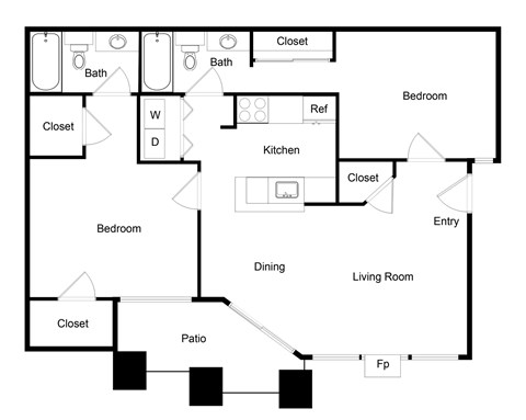 Palencia Apartments in Dallas, Texas Two Bedroom Floor Plan